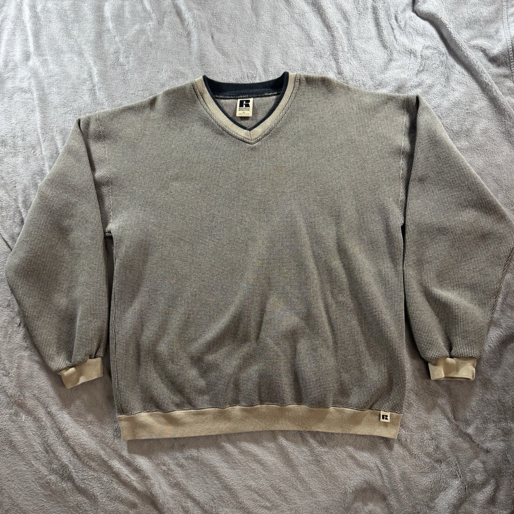 Vintage Russell Athletic Sweatshirt Mens Xl Black Gold Knit Pullover Made In USA